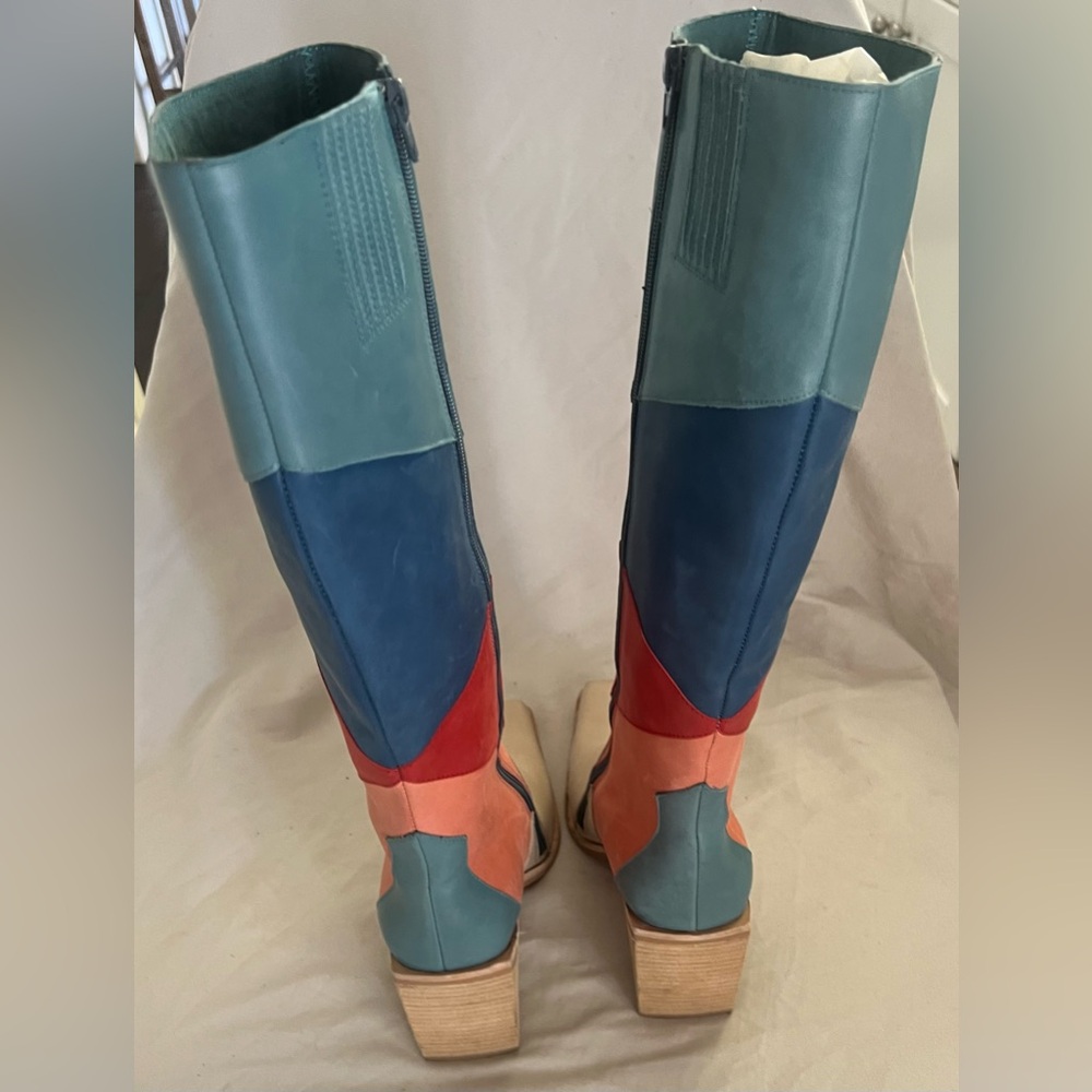 Jeffrey. Campbell RARE PATCHWORK CALIMITY KNEE HIGH HEEL BOOTS 8 HOT! - Picture 11 of 14